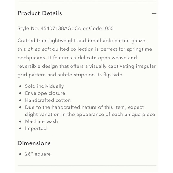 Reversible Airy Gauze Quilted Euro Shams by Anthropologie - Picture 2 of 3